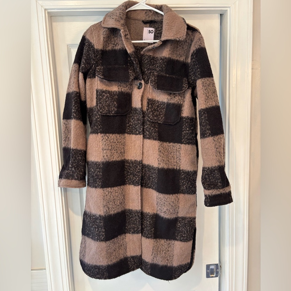 SO Black and Tan Checkered Shacket